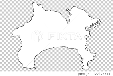 リアルな神奈川の地図（線画） 122175344