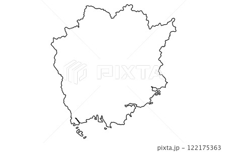 リアルな岡山の地図（線画） 122175363