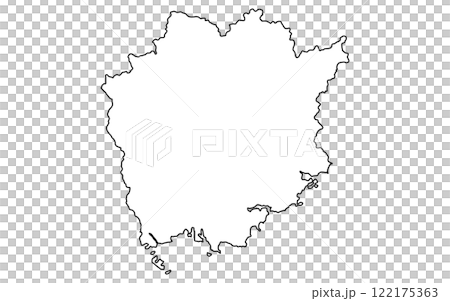 リアルな岡山の地図（線画） 122175363