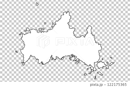 Realistic map of Yamaguchi (line drawing) 122175365