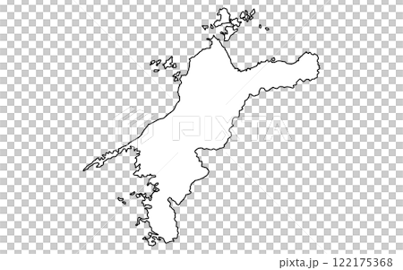 Realistic map of Ehime (line drawing) 122175368