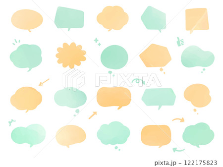パステルカラーの水彩風の吹き出しセット 122175823