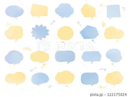 パステルカラーの水彩風の吹き出しセット 122175824