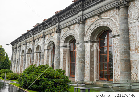 Finishing, details of doors, arches, building facades. Castle.Gothic architecture in Prague Castle, a historic landmark with ancient history. 122176446
