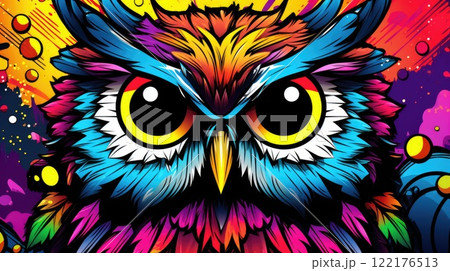 colorful owl animal portrait illustration 122176513