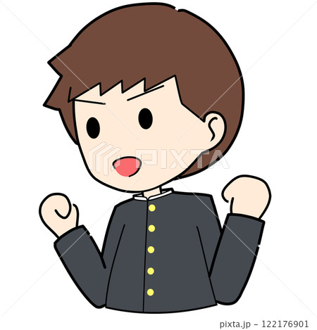 イラスト ガッツポーズする男子学生 イラスト ガッツポーズする男子学生 122176901