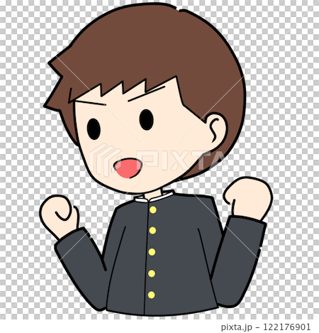 イラスト ガッツポーズする男子学生 イラスト ガッツポーズする男子学生 122176901