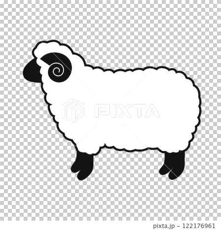 簡單的羊插畫剪影可愛 122176961