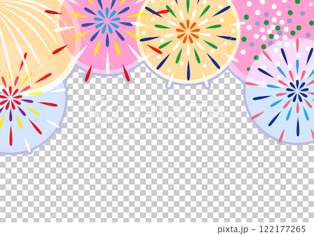 夏祭り　カラフルな打ち上げ花火の壁紙・背景素材 122177265