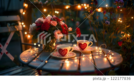 A warm, romantic atmosphere of a night filled with love. 122177836