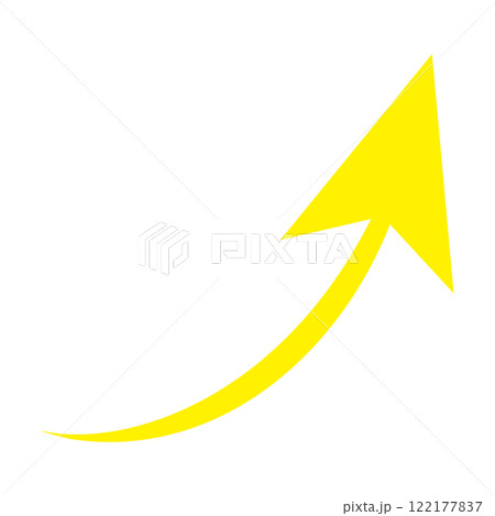 シンプル 黄色矢印 右肩上がりイラスト シンプル 黄色矢印 右肩上がりイラスト 122177837