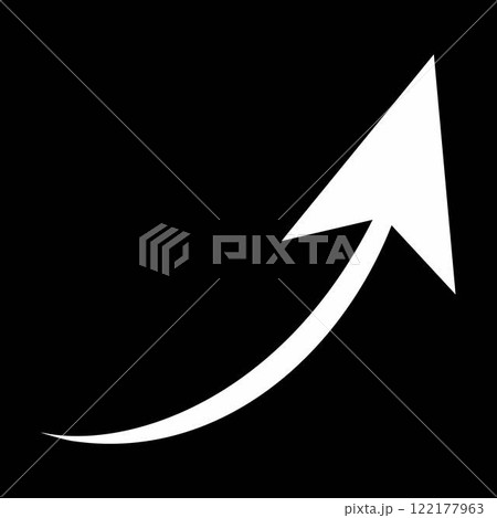 シンプル　白い矢印　右肩上がりイラスト 122177963