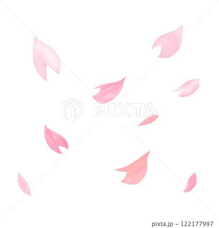 舞い散る桜の花びらの手描き水彩イラスト 122177997