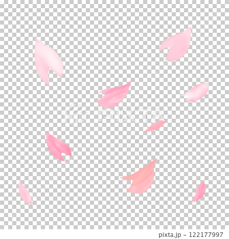 舞い散る桜の花びらの手描き水彩イラスト 122177997