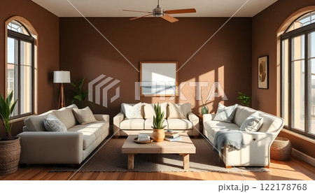 Living Room with Modern Farmhouse Decor 122178768