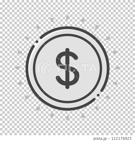 閃亮的美元硬幣線圖示 — 美國、加拿大等的貨幣圖像，帶有貨幣符號 122178925
