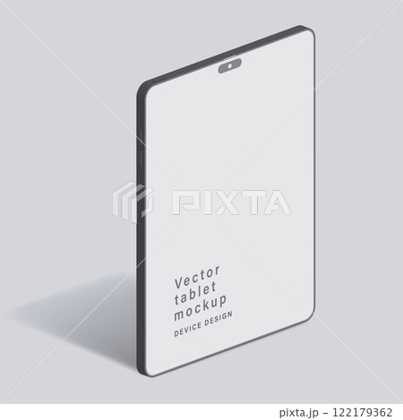 tablet clay mockup with shadow for application design presentation isolated on grey background. minimalist device with blank screen. vector 3d isometric illustration tablet clay mockup with shadow for application design presentation isolated on grey background. minimalist device with blank screen. vector 3d isometric illustration 122179362