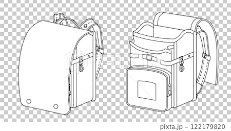 書包開/關套裝服裝模板線描 122179820