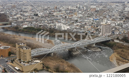 群馬県庁展望ホールから見た群馬大橋（前橋市）を中心とした風景 122180005