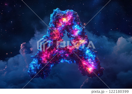 A colorful letter A made of smoke and fire 122180399