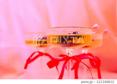 Valentines day pink coquette martini glasses with bow ribbons for bachelorette party invitation romantic dinner coquette 122180622