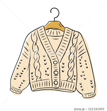 Illustration of a cozy knitted cardigan Illustration of a cozy knitted cardigan 122181005