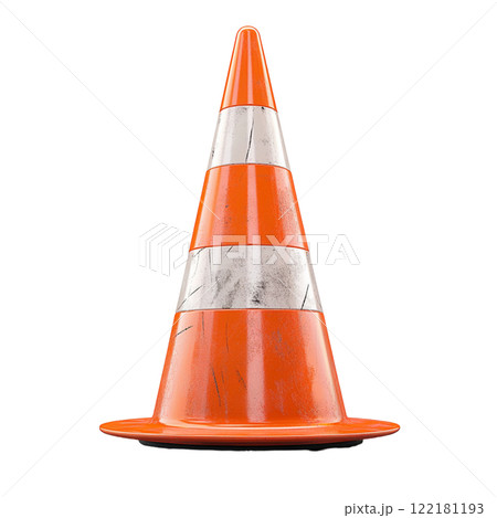 red traffic cone isolated on white 122181193
