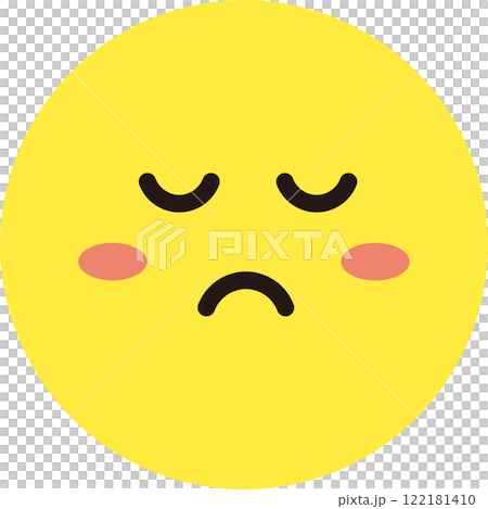 Face expression icon yellow simple circle single bad mood displeased 122181410