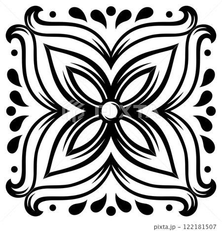 Portuguese ceramic tile pattern. Mediterranean traditional ornament. Italian or spanish majolica. Portuguese ceramic tile pattern. Mediterranean traditional ornament. Italian or spanish majolica. 122181507