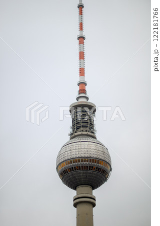 Berliner Fernsehturm, Berlin TV tower, tallest structure in Germany and iconic landmark on Alexanderplatz in Berlin, Germany 122181766