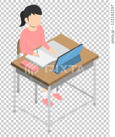 Girl studying on tablet Girl studying on tablet 122182297