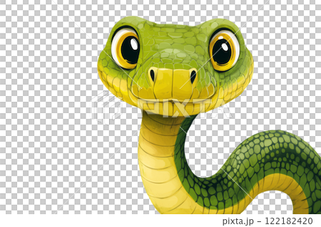 Illustration of a green snake on a transparent background Png 122182420