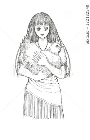 鶏を抱えた女性 鶏を抱えた女性 122182549