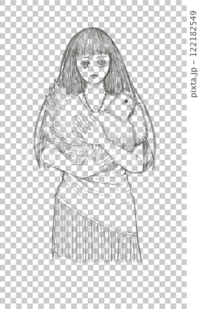 鶏を抱えた女性 鶏を抱えた女性 122182549