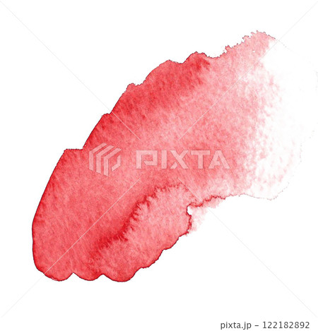 A red watercolor spot. An illustration made by hand in watercolor on paper. Abstract element of paper design in grunge style. It is ideal for postcards, greetings and invitations, packages and banners 122182892