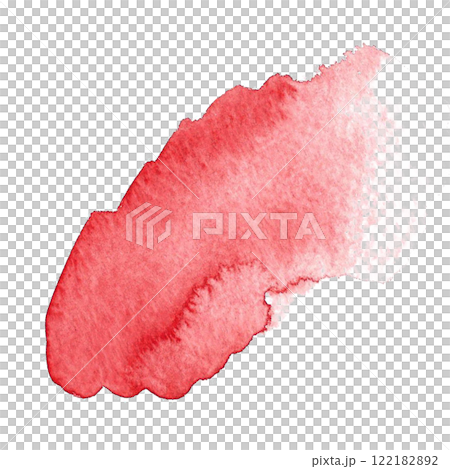 A red watercolor spot. An illustration made by hand in watercolor on paper. Abstract element of paper design in grunge style. It is ideal for postcards, greetings and invitations, packages and banners 122182892
