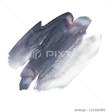 A gray watercolor spot. An illustration made by hand in watercolor on paper. Abstract element of paper design in grunge style. It is ideal for postcards, greetings and invitations, packages, banners. 122182893