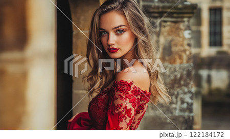 Beautiful woman, natural makeup face portrait, lifestyle idea 122184172