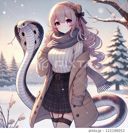 雪の帽子をかぶった女の子 122186052