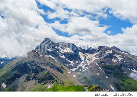 Stunning Mountain Landscape with Clouds and Snow-Capped Peaks near Kaprun, Austria Stunning Mountain Landscape with Clouds and Snow-Capped Peaks near Kaprun, Austria 122186356