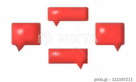 3D speech bubbles different shapes message icon. Dialogue and communication For social media advertising posters. Vector isolated set. 122187211