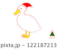 サンタの帽子を被ったアヒルとクリスマスツリー 122187213