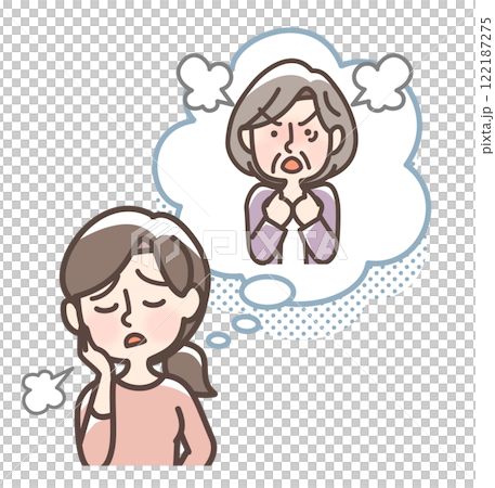 怒りっぽいおばあさんに困る女性 122187275