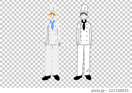 コック服を着ている男性　手書き 122188035