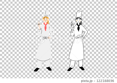 コック服を着ている若い女性 122188036