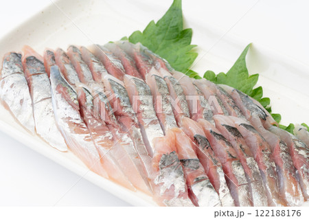 新鮮なアジ（鯵）のお刺身のクローズアップ 122188176