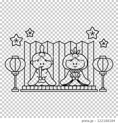 Hinamatsuri, Hina dolls, Peach Festival, Line drawing 122188184