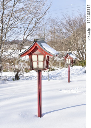 冬の北海道厚沢部町で館天神社境内の風景を撮影 122188315