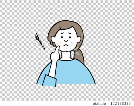 肌荒れを気にする女性のイラスト 肌荒れを気にする女性のイラスト 122188350