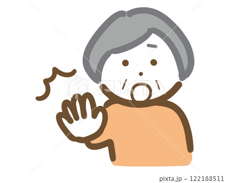 ストップをかけるシニア女性(上半身) ストップをかけるシニア女性(上半身) 122188511